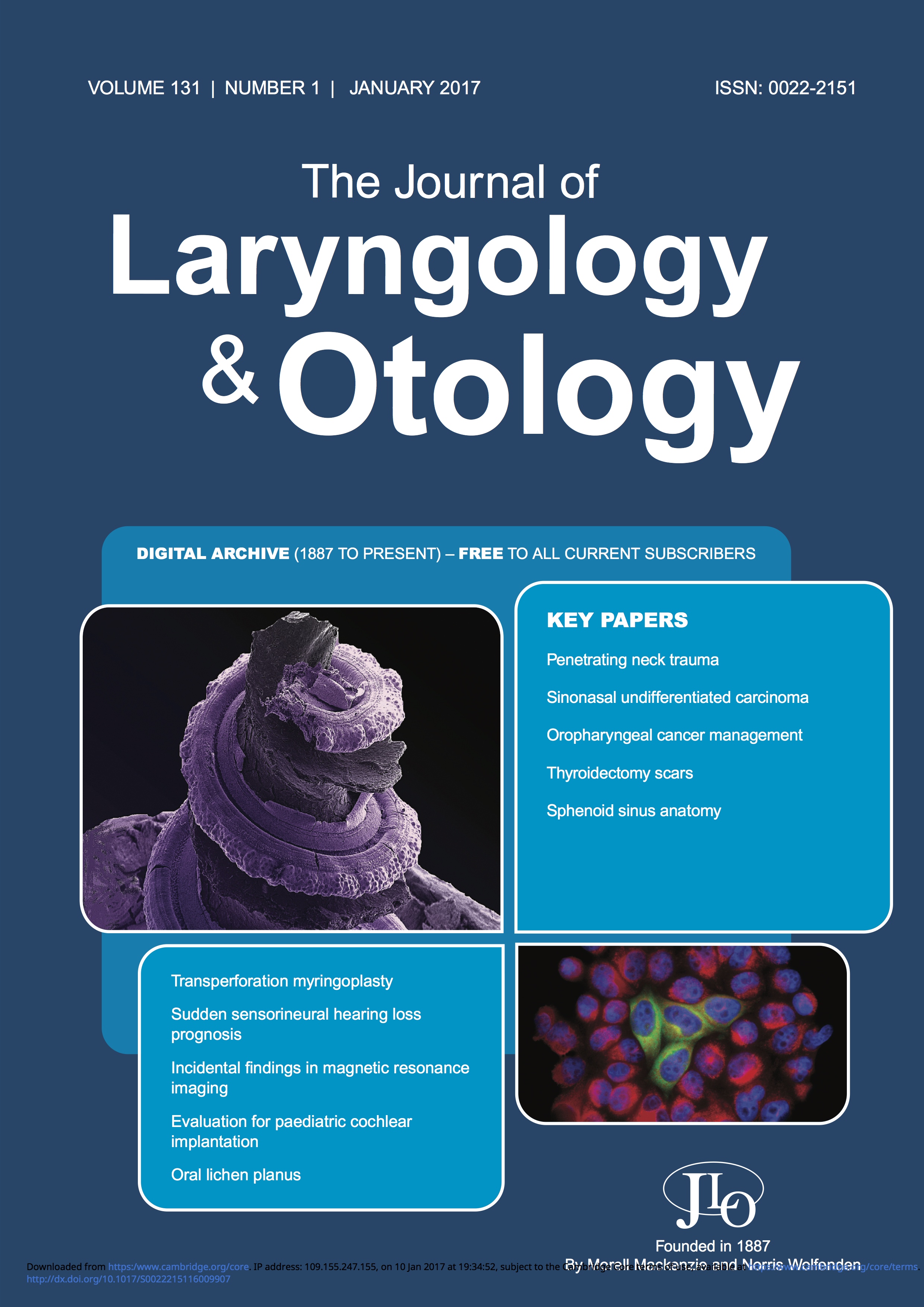 The Journal of Laryngology and Otology Issue June 2017