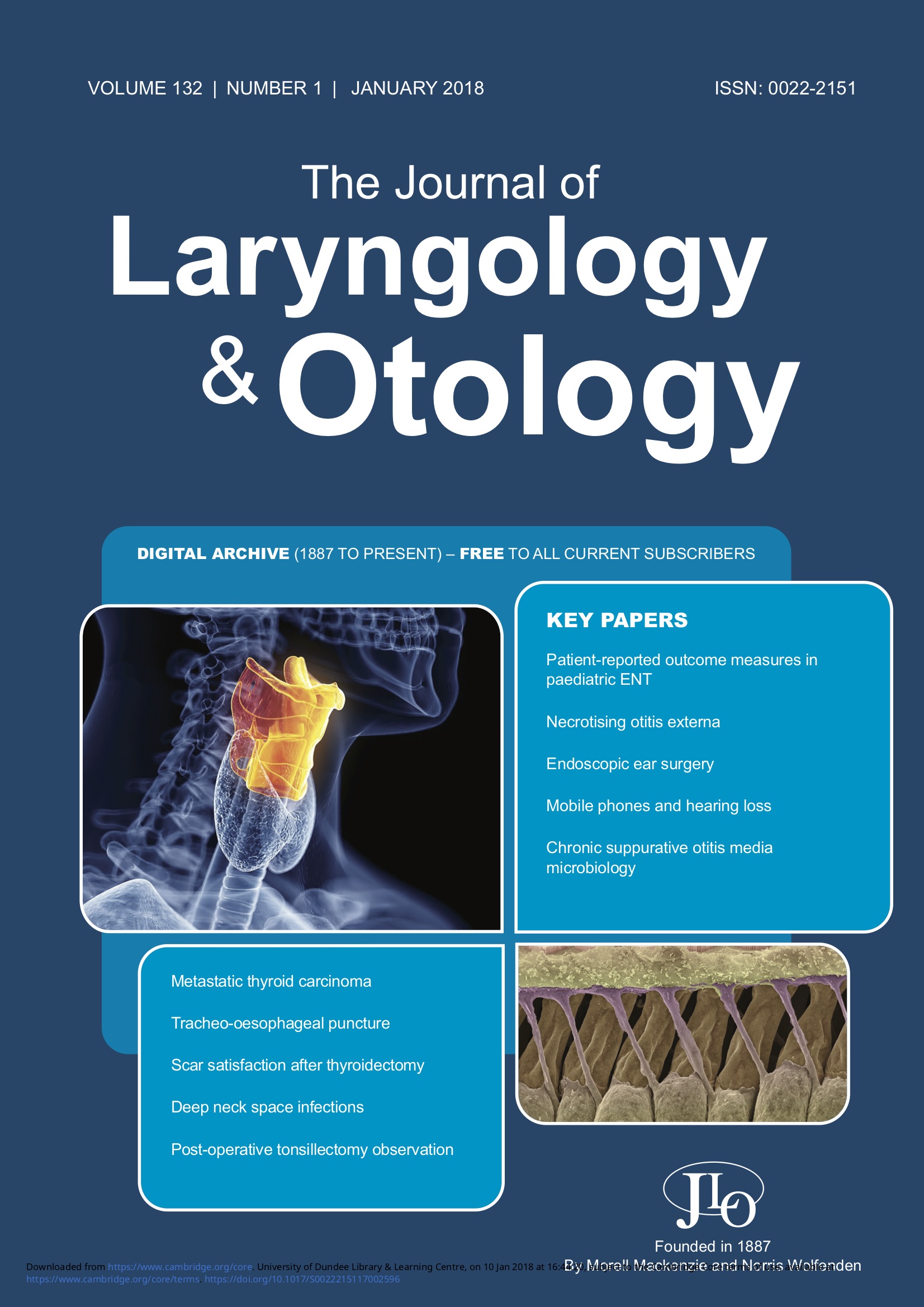 The Journal of Laryngology and Otology Issue January 2018