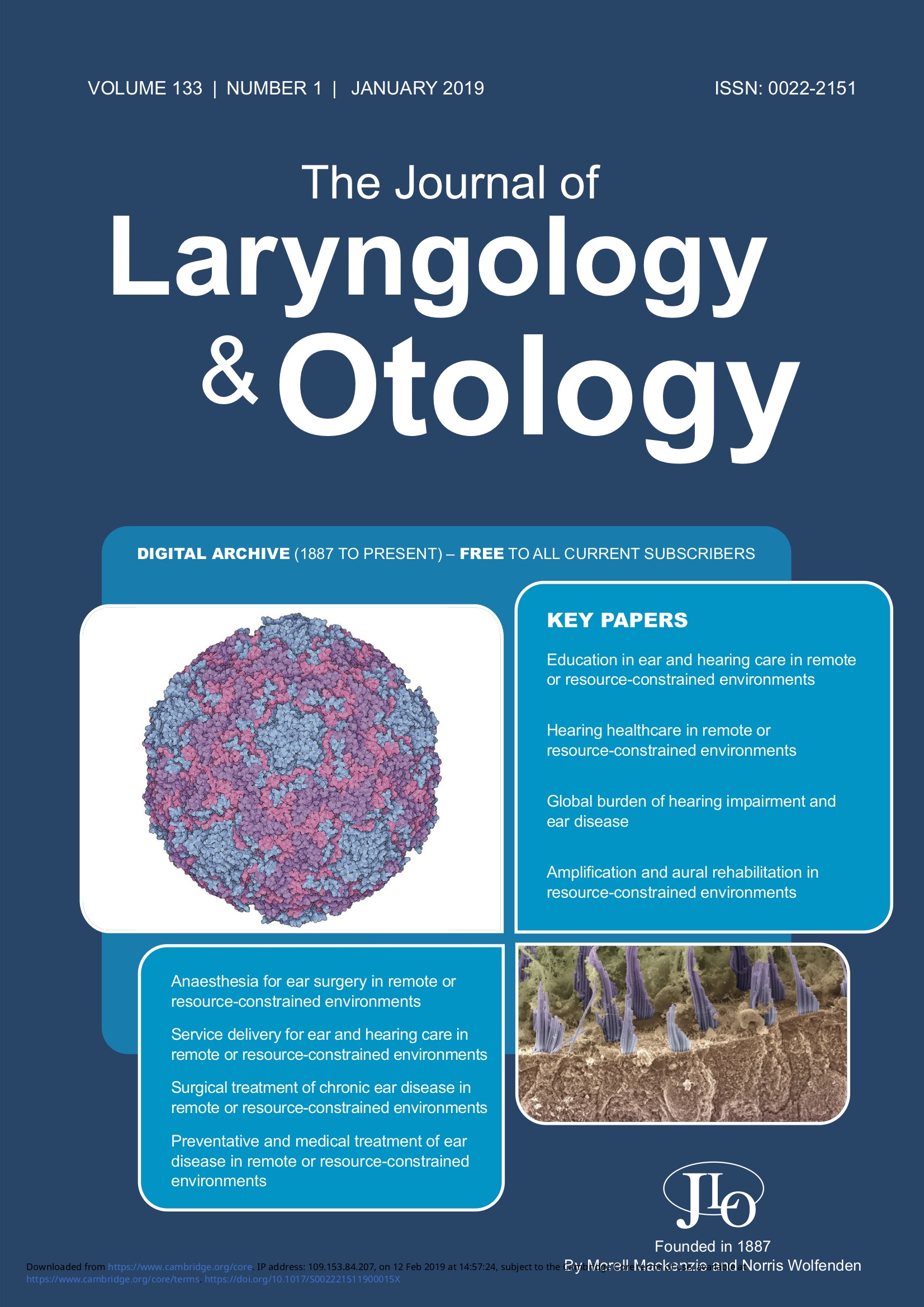 The Journal of Laryngology and Otology January 2019 Issue