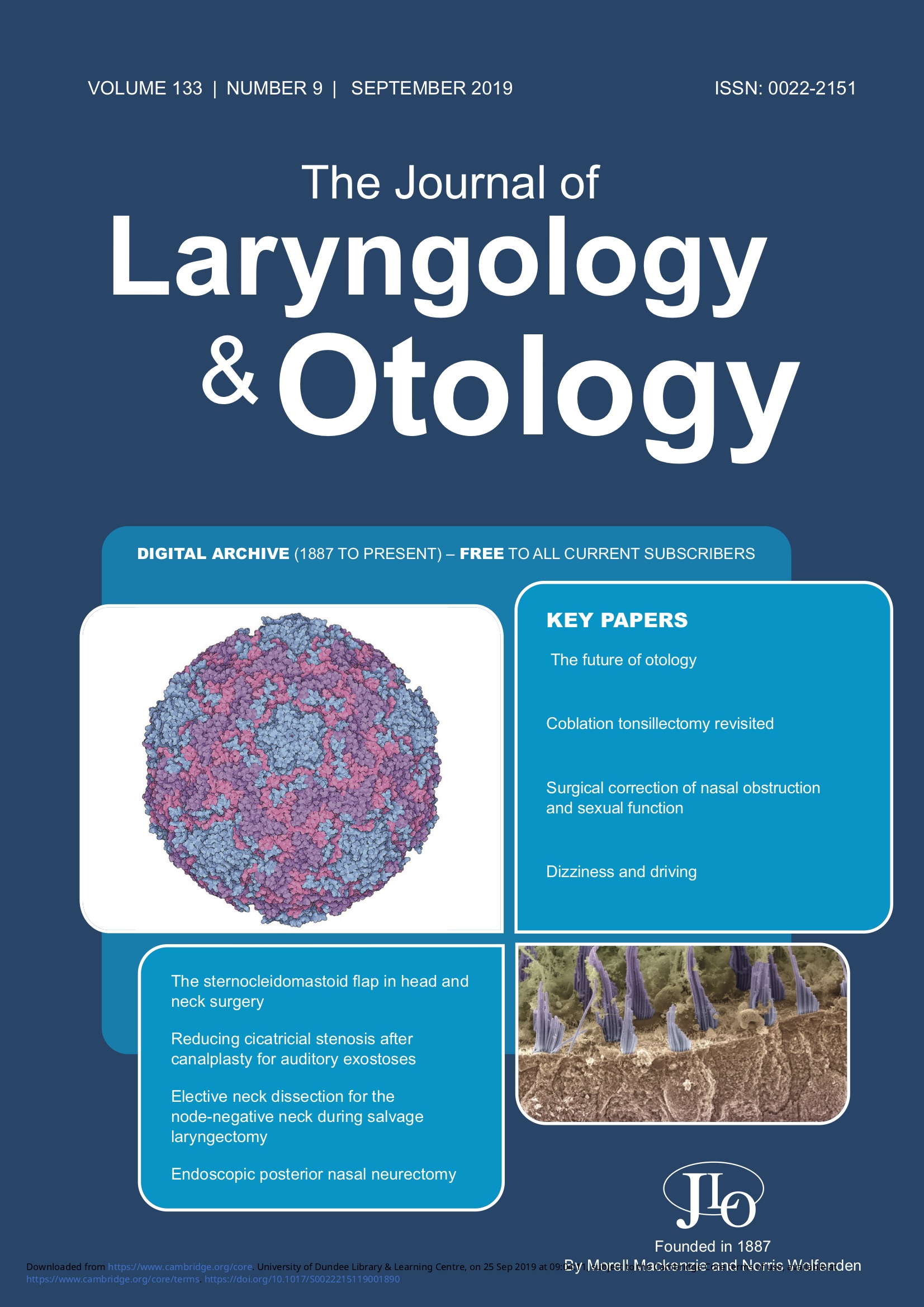 The Journal of Laryngology and Otology September 2019 Issue