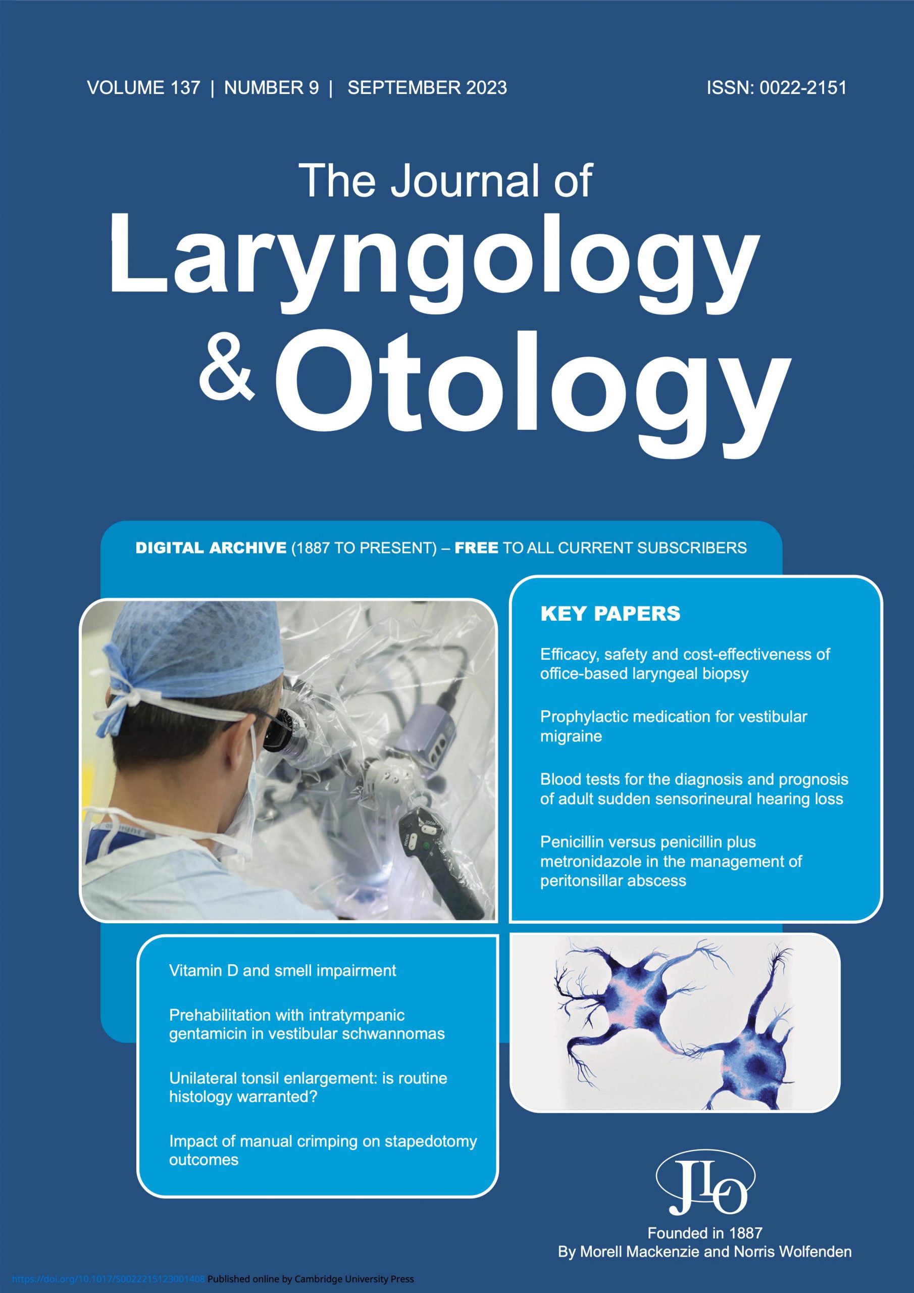 The Journal of Laryngology and Otology September 2023 Issue